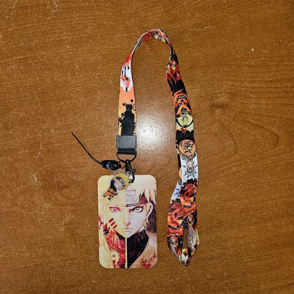 Naruto Uzumaki Nine-Tails Lanyard with Badge Holder & Chibi Charm